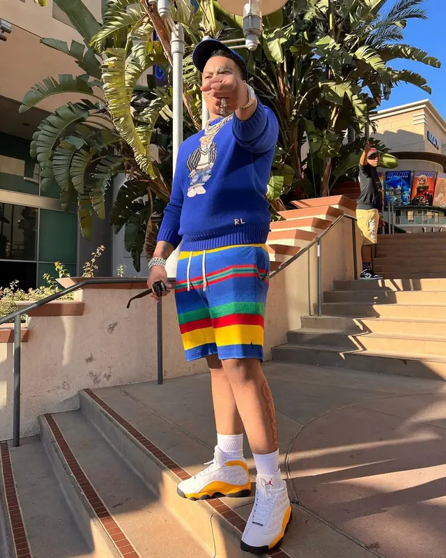 Lil Gotit outfit in Ralph Lauren and Jordan, 2022