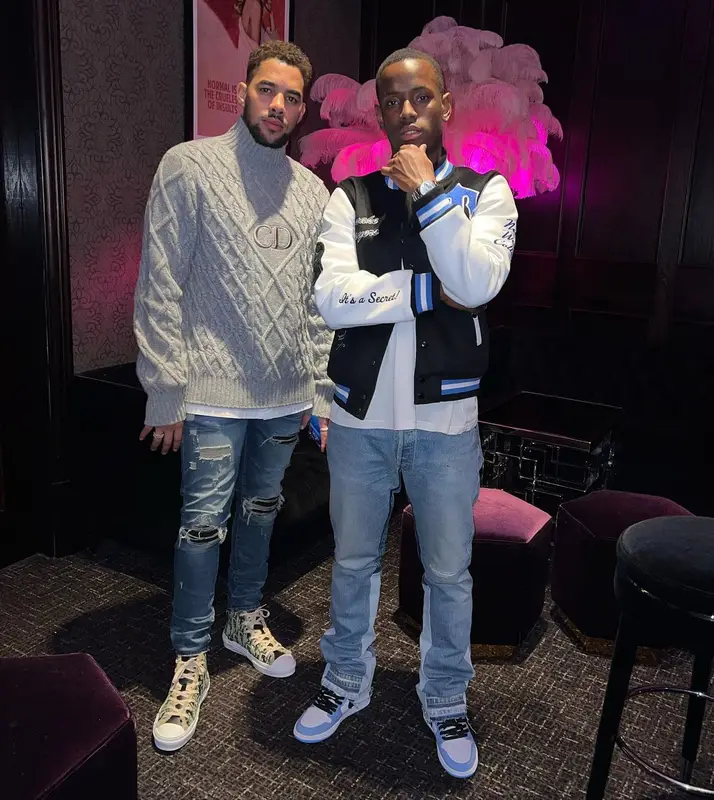 Micheal Ward outfit in Trapstar, Jeanius Bar Atelier, and Nike, 2021