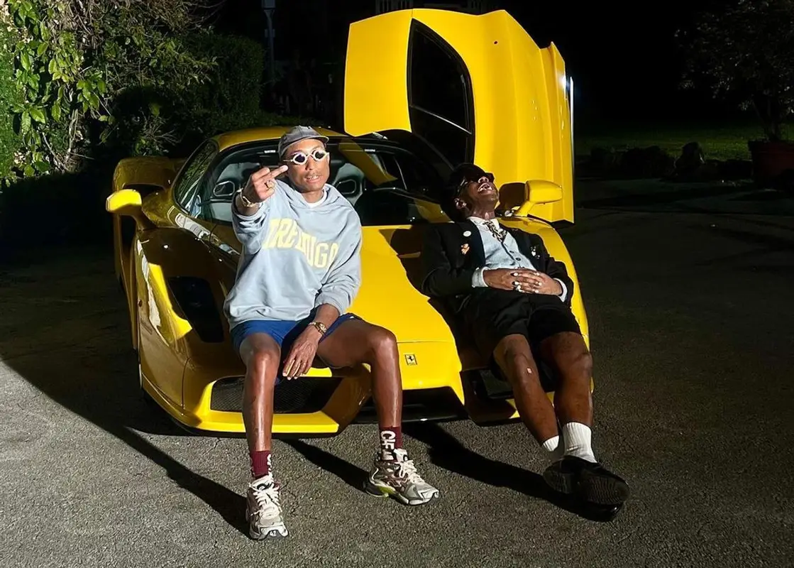 Pharrell Williams outfit in Tiffany&Co, Human Made, and Pharrell Williams Merch, 2022