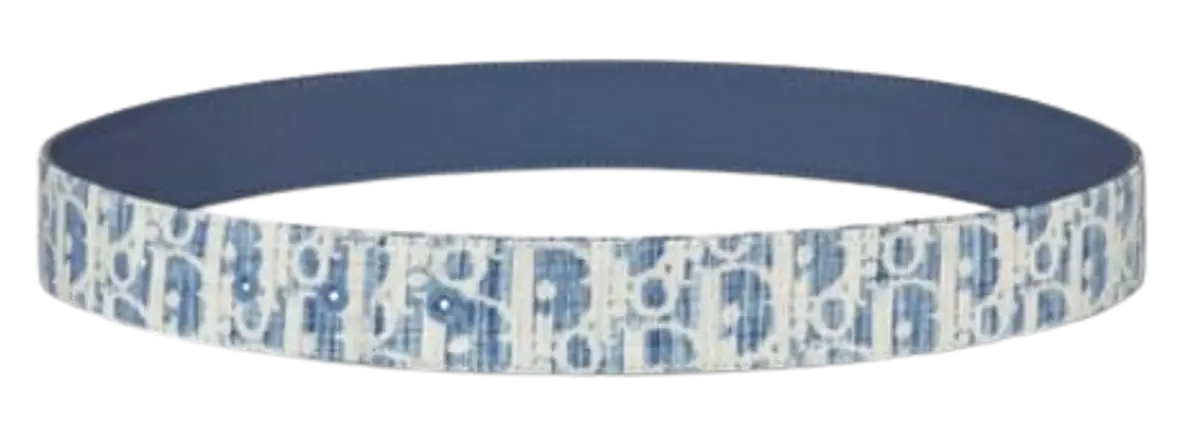 Dior CD Buckle Belt Oblique Blue in Canvas with NavyBlack  US