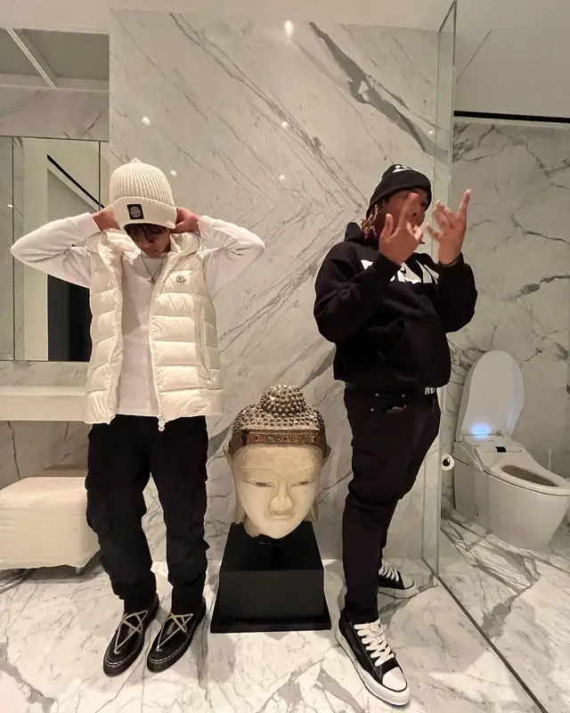 Yung Fazo outfit in Moncler, Rick Owens, and Stone Island, 2022