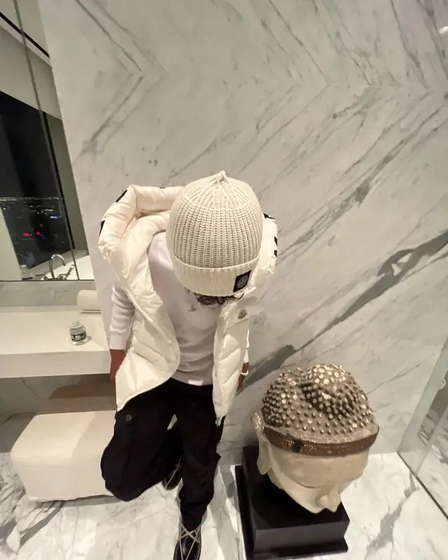 Yung Fazo outfit in Moncler, Rick Owens, and Stone Island, 2022