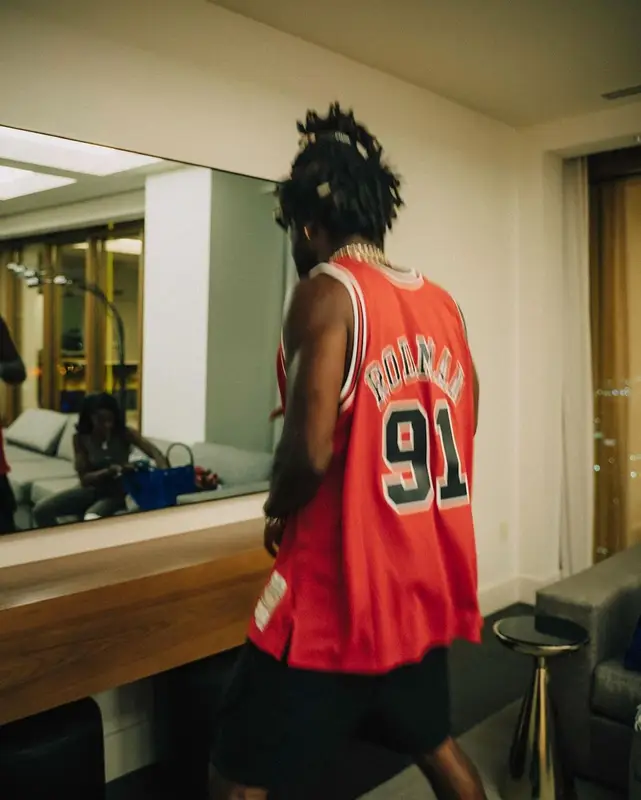 Saint JHN outfit in NBA, Bottega Veneta, and Chicago Bulls, 2022