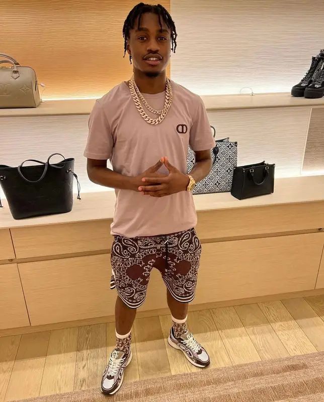 Lil Tjay outfit in Dior and Amiri, 2022