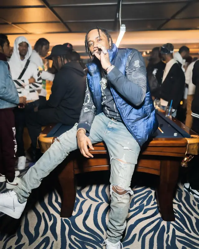 Fivio Foreign outfit in Fendi, Amiri, and Nike, 2022