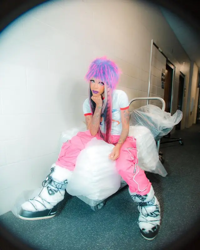 Rico Nasty outfit in GPU Labs, GCDS, and Mowalola, 2021