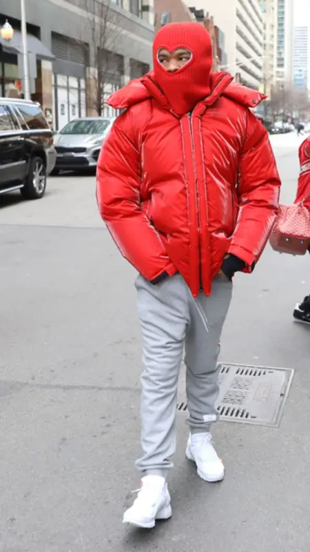 Lil Baby outfit in Louis Vuitton, Thom Browne, and Burberry, 2022