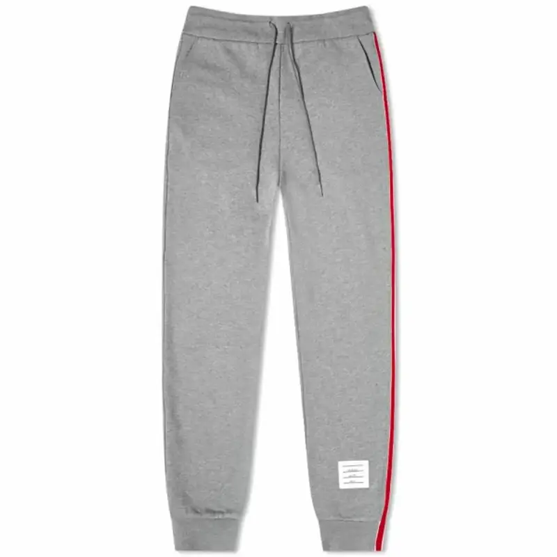 Thom Browne Light Grey Loopback Jersey Vertical Stripe Sweatpants $790