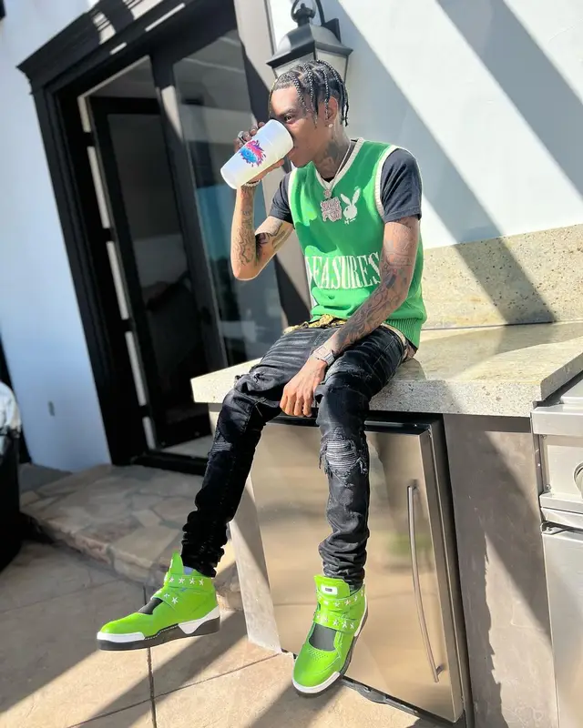 Soulja Boy outfit in Pleasures, Versace, and Playboy, 2022