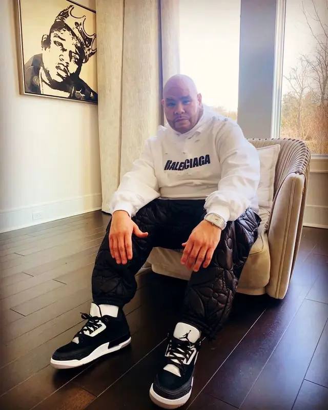 Fat Joe outfit in Balenciaga, Louis Vuitton, and Jordan, 2022