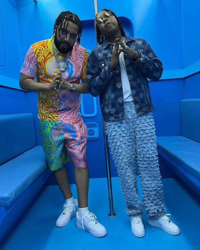 French Montana outfit in Versace and Nike, 2022