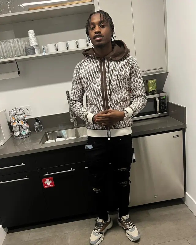 Lil Tjay outfit in Dior and Amiri, 2022