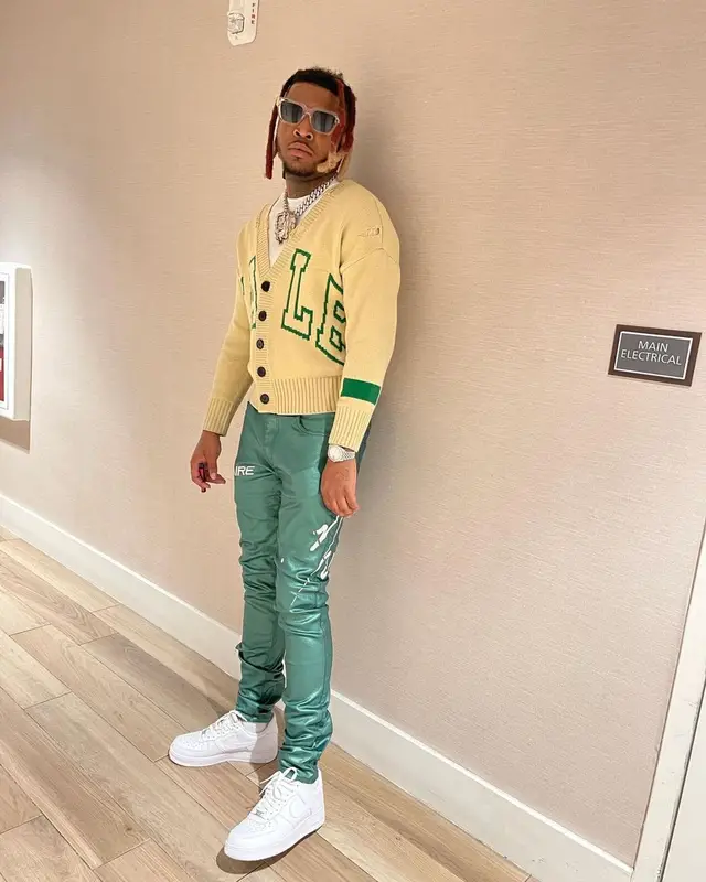 Lil Keed outfit in Vicaire, Nike, and James Oro, 2022