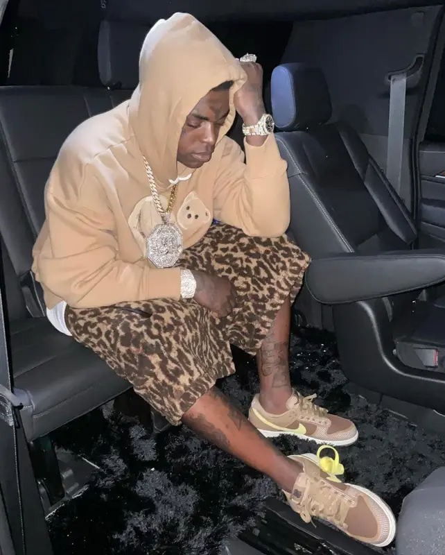 Kodak Black outfit in Palm Angels, Amiri, and Nike, 2022