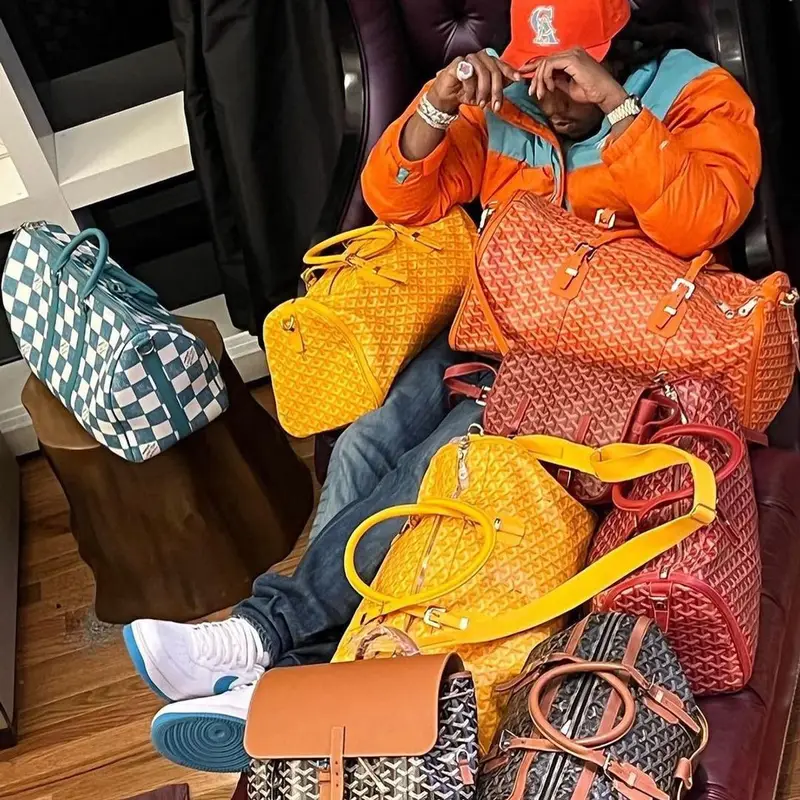 Takeoff outfit in The North Face, Louis Vuitton, and Goyard, 2022