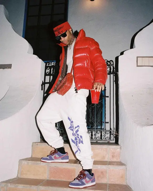 Ronny J outfit in Moncler, Club Fantasy, and Goyard, 2020