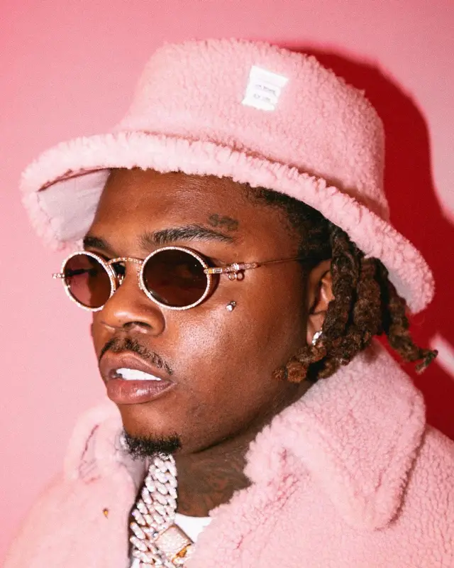 Gunna outfit in Rick Owens, Thom Browne, and Bottega Veneta, 2022