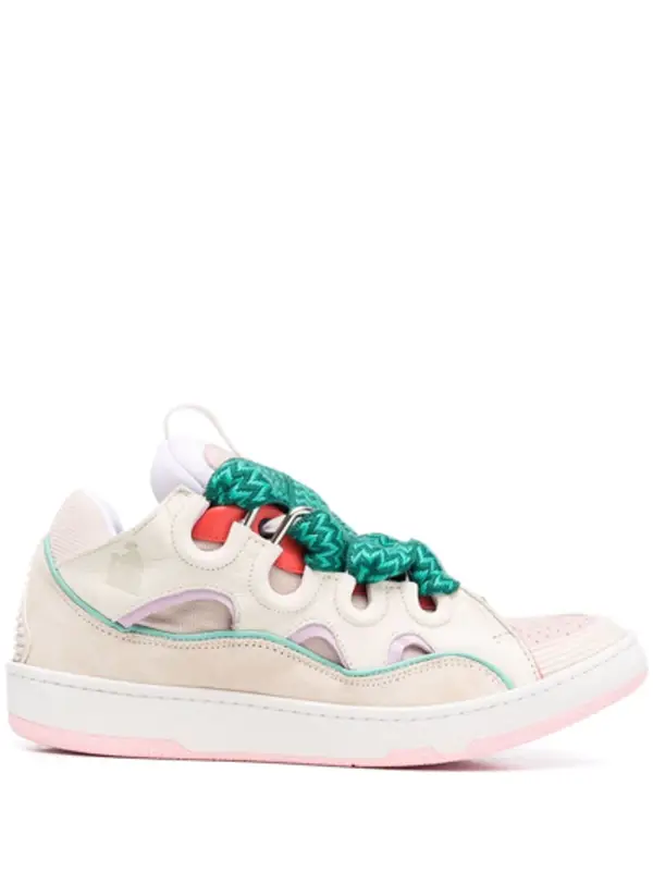 Lanvin Buttoned Green Curb Lace-Up Chunky Sneakers  $666