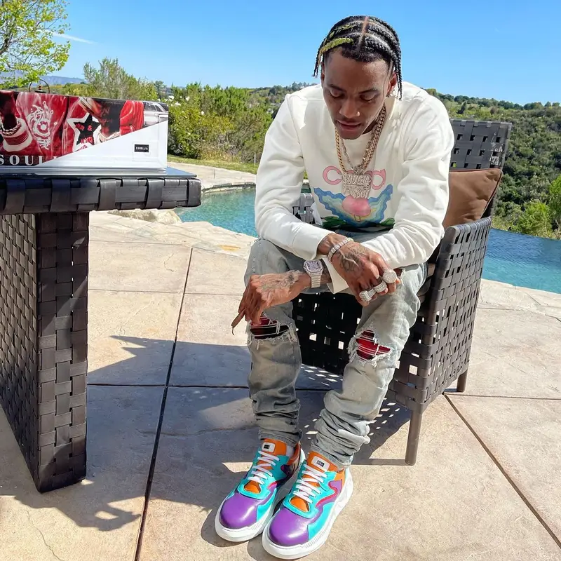 Soulja Boy outfit in Casablanca, Amiri, and Soulja Stars, 2022