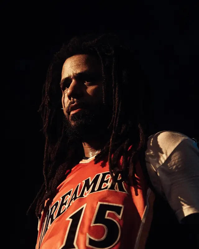 J. Cole outfit in Mitchell & Ness and Dreamer, 2022