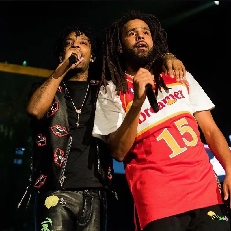 J. Cole outfit in Mitchell & Ness and Dreamer, 2021