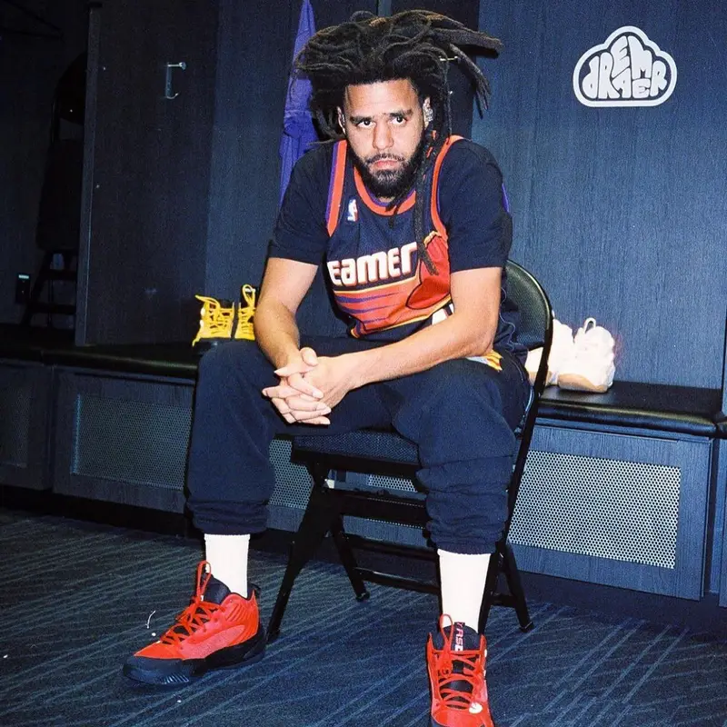 J. Cole outfit in Mitchell & Ness and Dreamer, 2021