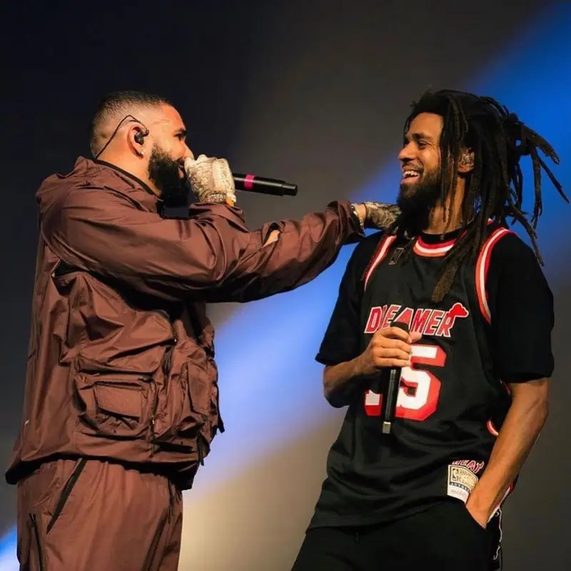J. Cole outfit in Mitchell & Ness and Dreamer, 2021