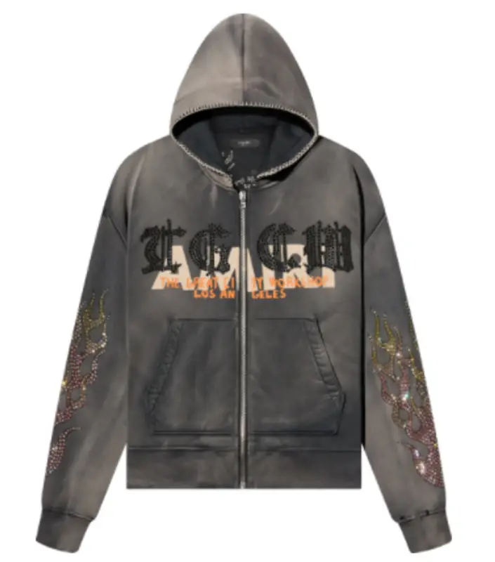 Amiri Black Crystal Zip Graphic Hoodie  $2890