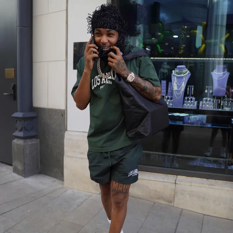 DDG outfit in Balenciaga, Nike, and Greedy Unit, 2022