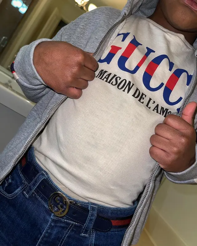 Jason Armani outfit in Gucci and Nike, 2021