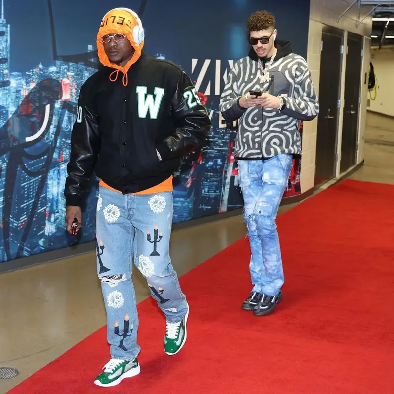 LaMelo Ball outfit in Canada Goose, Valabasas, and NBA, 2022