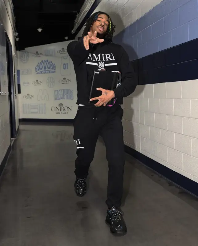 Ja Morant outfit in Amiri and Balenciaga, 2022
