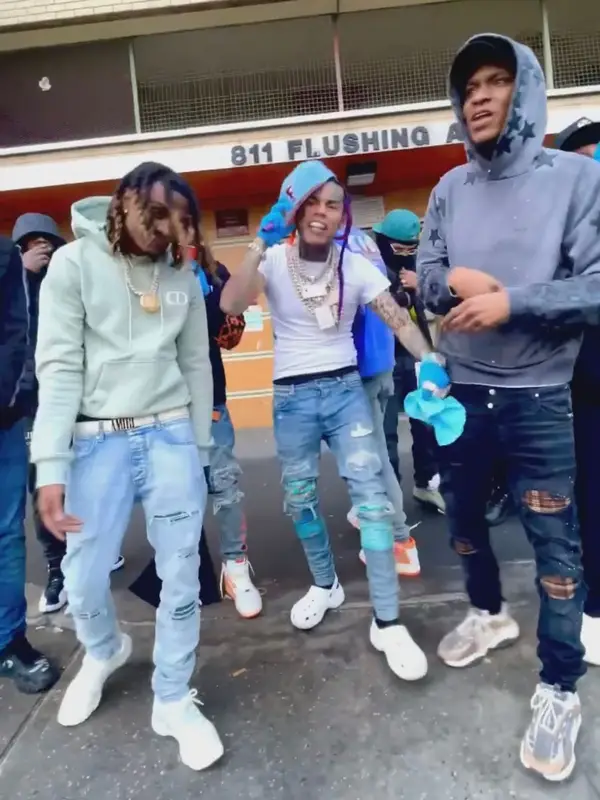 6ix9ine outfit in Polo Ralph Lauren, Amiri, and Crocs, 2022