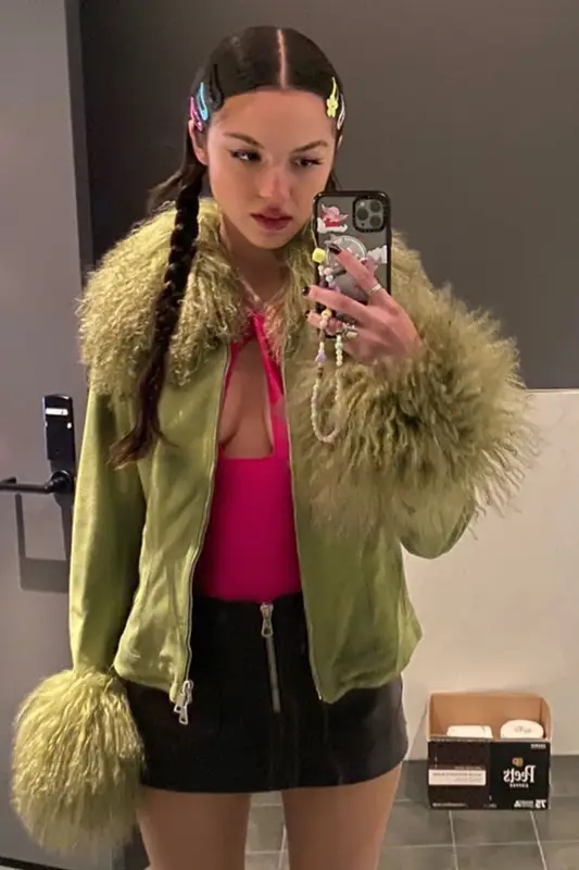 Olivia Rodrigo outfit in Blumarine, Coperni, and Casetify, 2022
