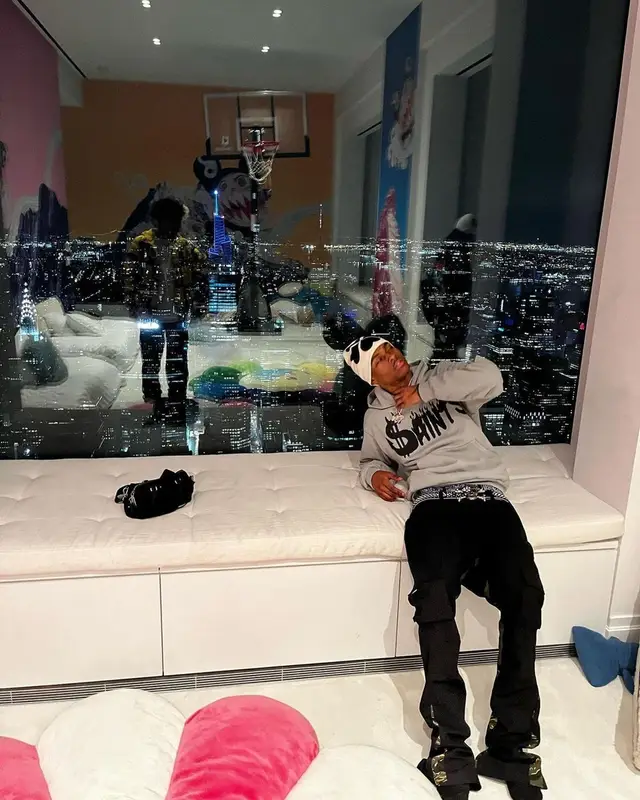 Yvngxchris outfit in Rick Owens, B.B. Simon, and PrayForOurYouth, 2022