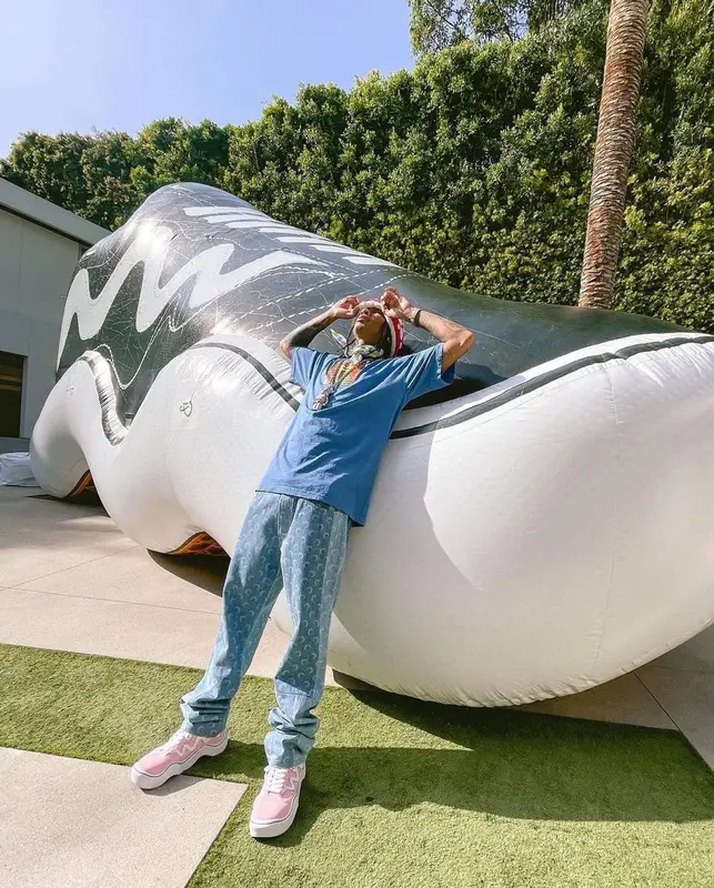 Tyga outfit in Only NY, Marine Serre, and 99%IS, 2022