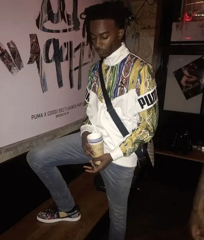 Playboi Carti outfit in Puma, Gucci, and Coogi, 2017
