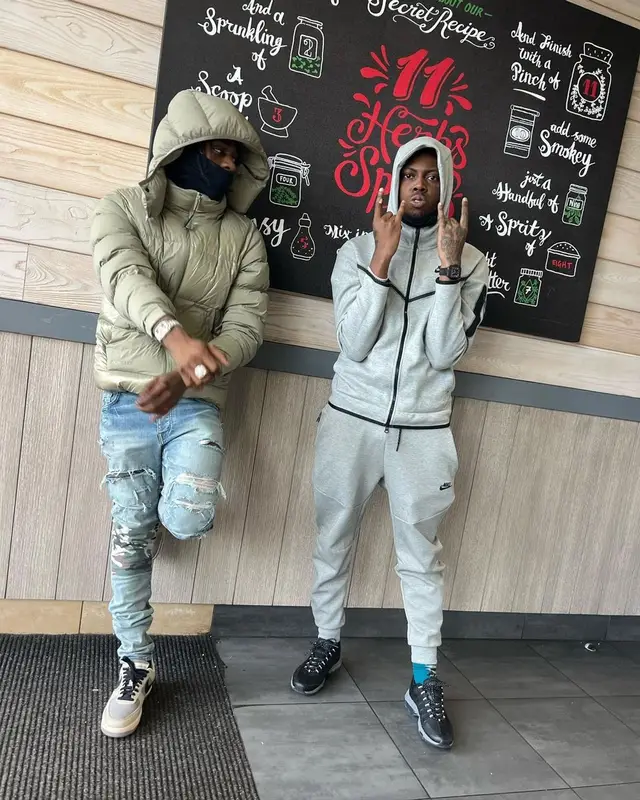 Russ Millions outfit in Moncler, Amiri, and Nike, 2022