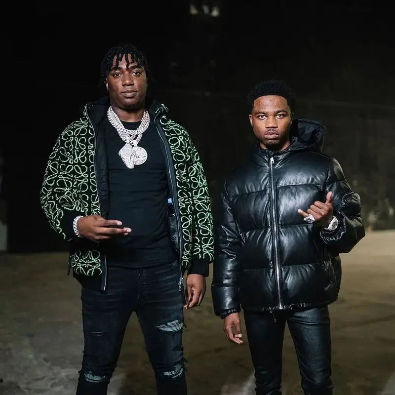 Fredo Bang outfit in Loewe, Hanes, and Amiri, 2022