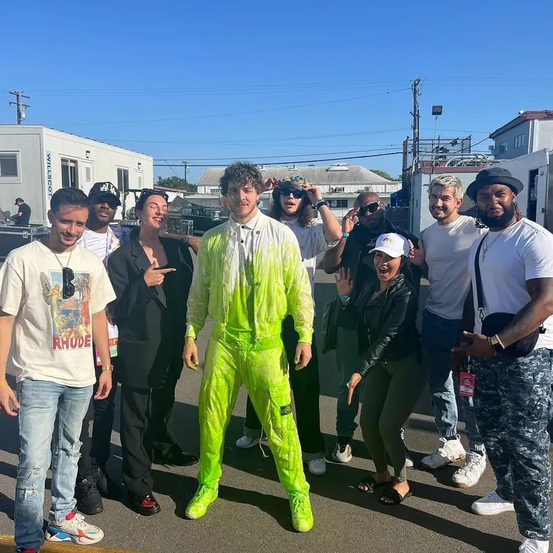 Jack Harlow outfit in Stone Island, New Balance, and Aime Leon Dore, 2022