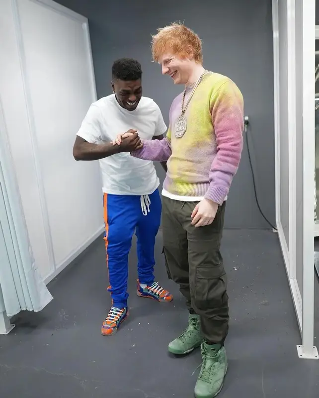 Ed Sheeran outfit in The Elder Statesman, H&M, and Jordan, 2022