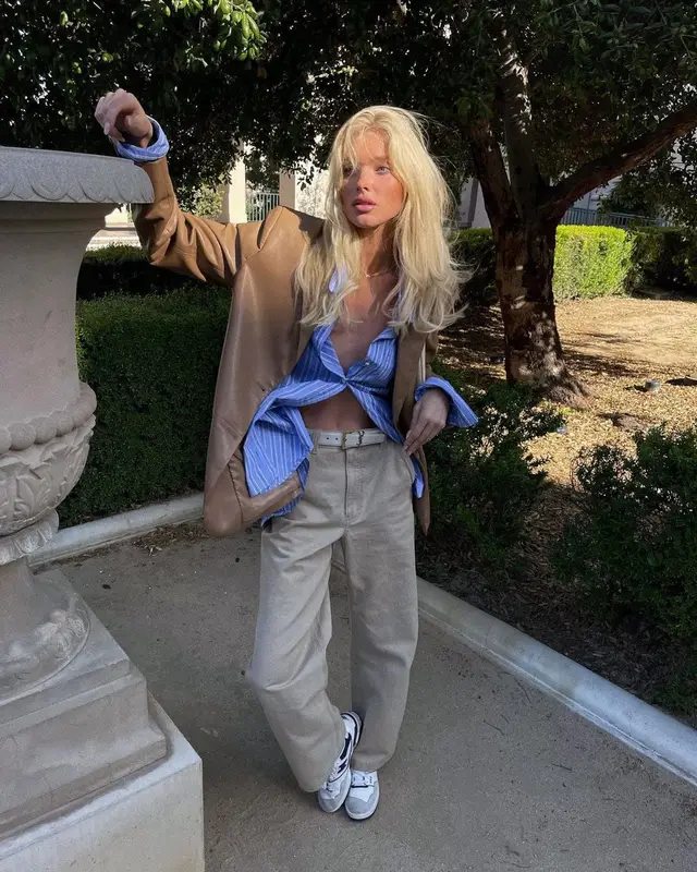 Elsa Hosk outfit in New Balance, Saint Laurent, and Manu Atelier, 2022