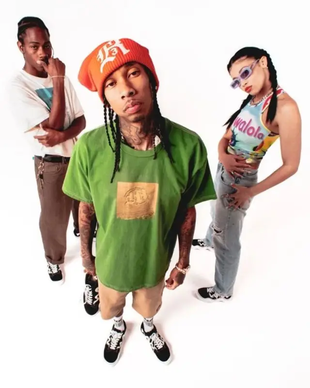 Tyga outfit in Menace, Dickies, and R13, 2022