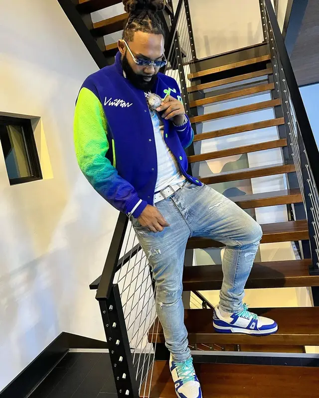 Money Man outfit in Louis Vuitton and Amiri, 2022