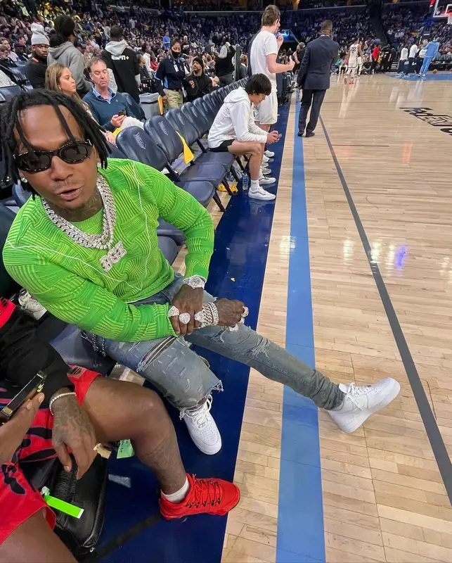 Moneybagg Yo outfit in Bottega Veneta, Amiri, and Dior, 2022