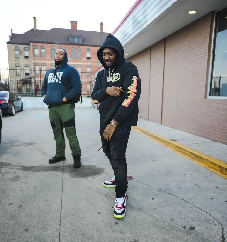 Peezy outfit in Marino Infantry, Amiri, and Nike, 2022