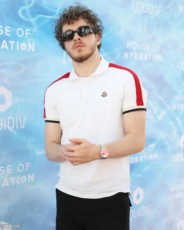 Jack Harlow outfit in Moncler, New Balance, and Prada, 2022