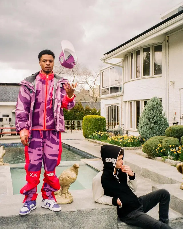 Pierre Bourne outfit in The North Face, Nike, and   Kaws, 2022