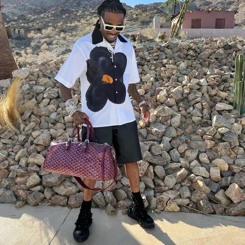 Quavo outfit in Marni, Goyard, and Celine, 2022