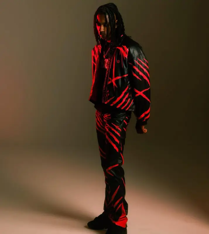 Polo G outfit in Formy Studio and Raf Simons, 2022